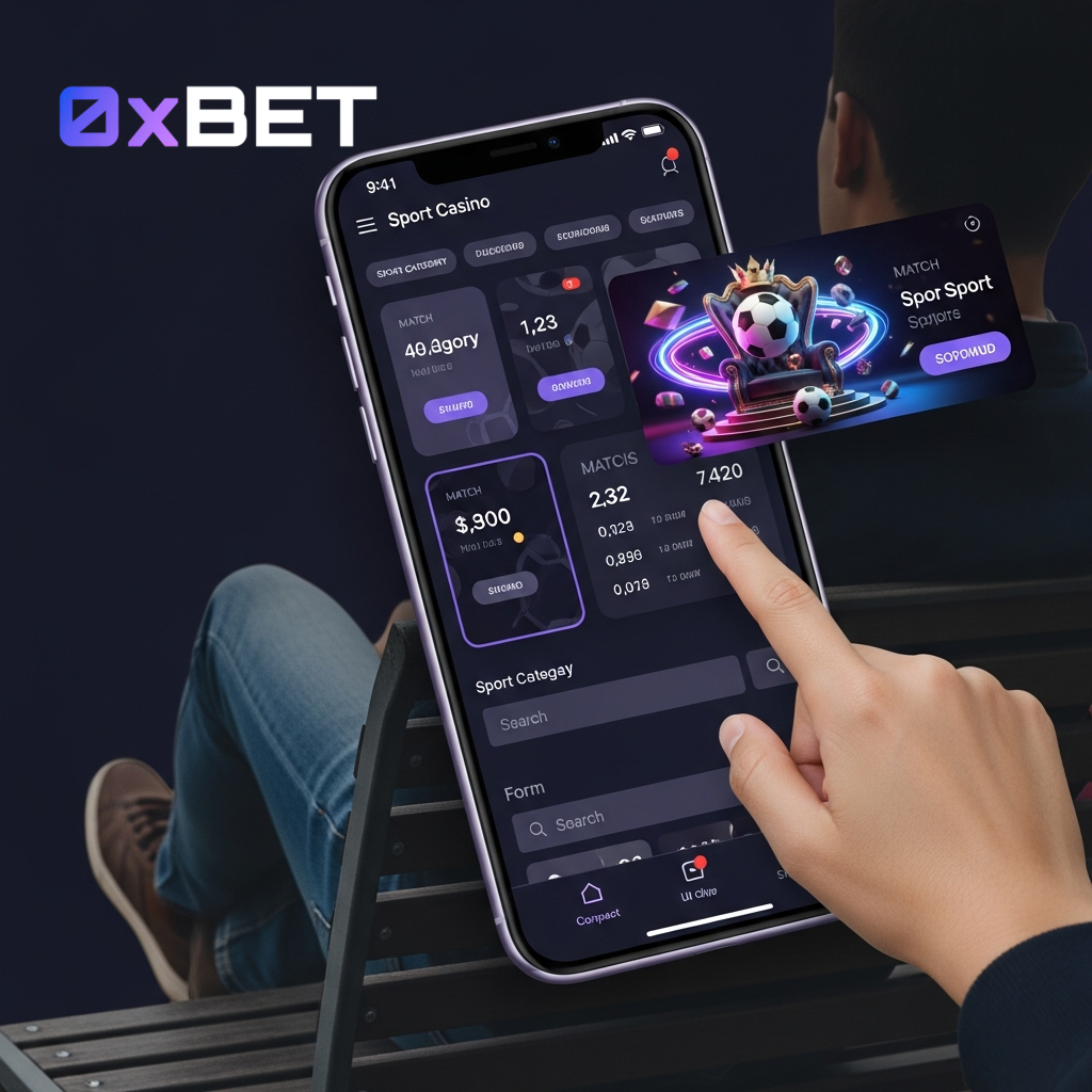 0xbet mobiele app interface op een telefoon